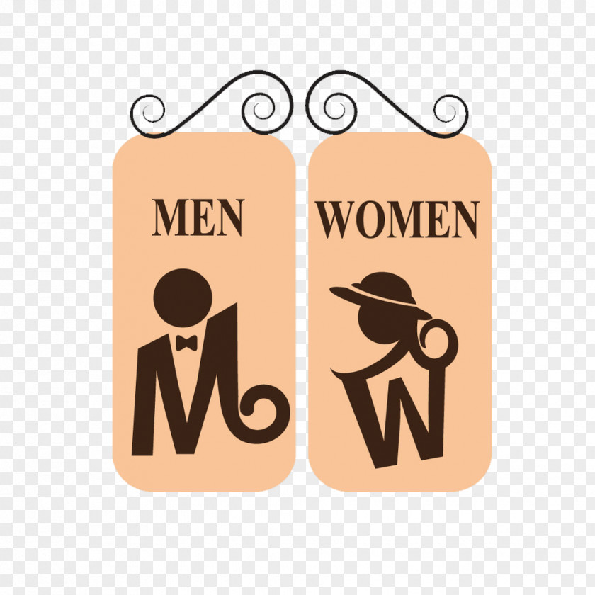Creative Signs For Men And Women Public Toilet Bathroom Flush PNG