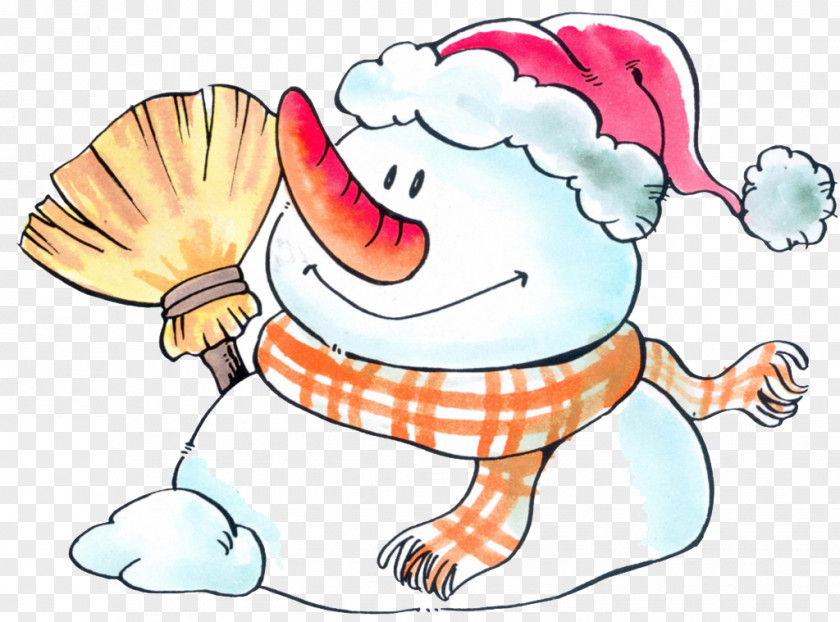 Snowman Broom Illustration Picture PNG