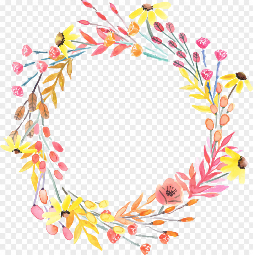 Vector Painted Garlands Wreath Computer File PNG