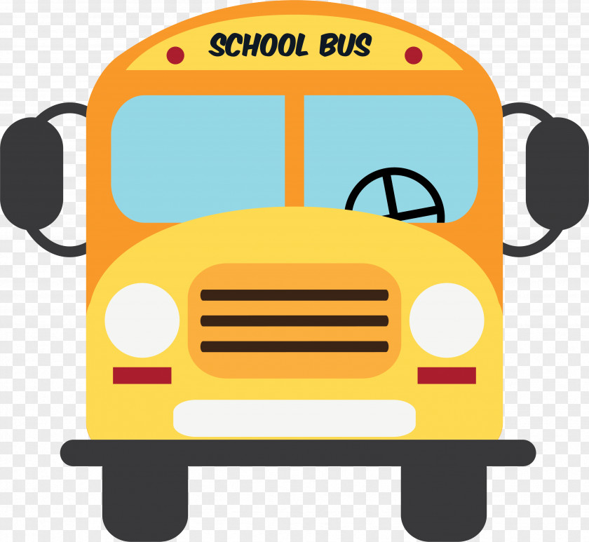 Cute School Bus Vector Illustration Yellow PNG