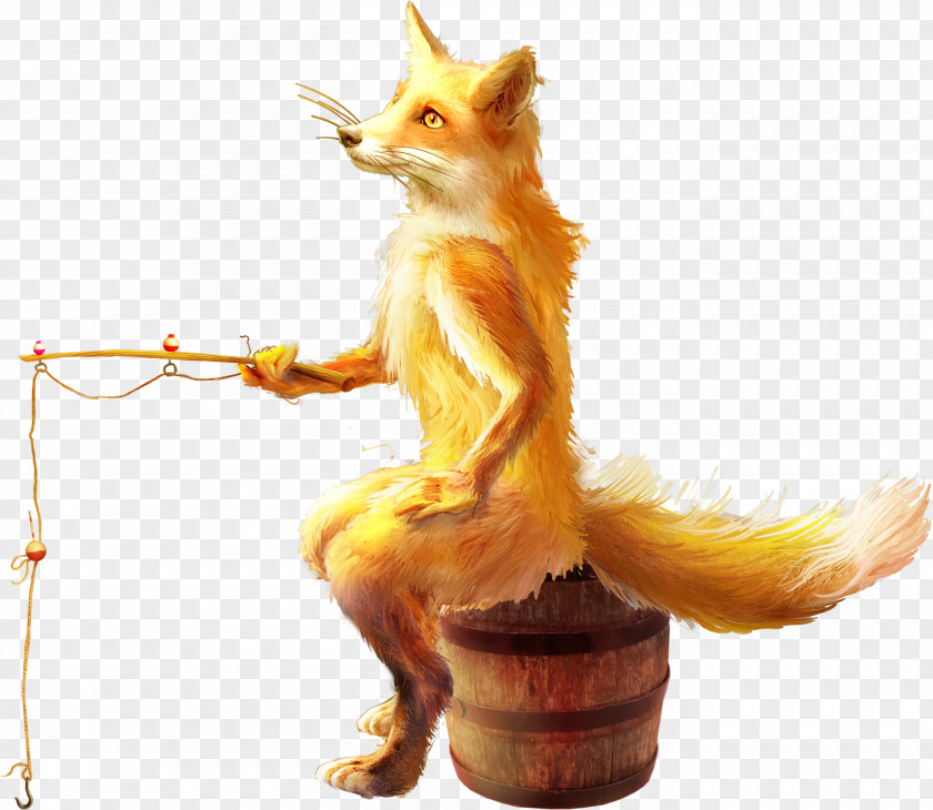 Fishing Fox Red Angling Illustration PNG