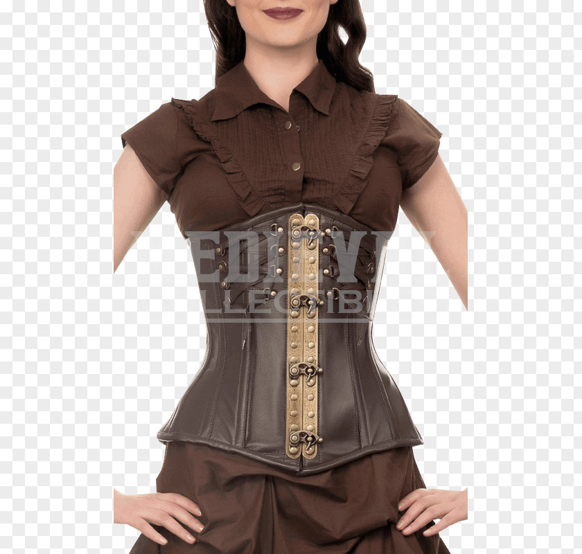 Southern Belle Corset Waist Sleeve Brown PNG