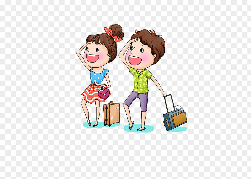 Travelling Lovers Travel Suitcase Drawing PNG