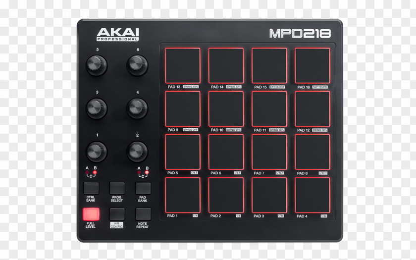 USB Akai Professional MPD218 MPC MIDI Controllers PNG