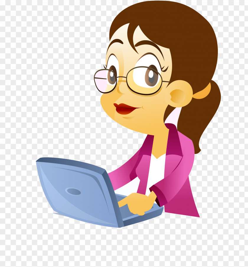 Business Cartoon Female Office Cubicle Illustration PNG