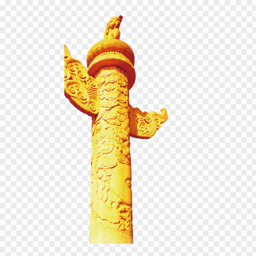 Golden Chinese Stone Sculpture Design Tiananmen Huabiao Column PNG