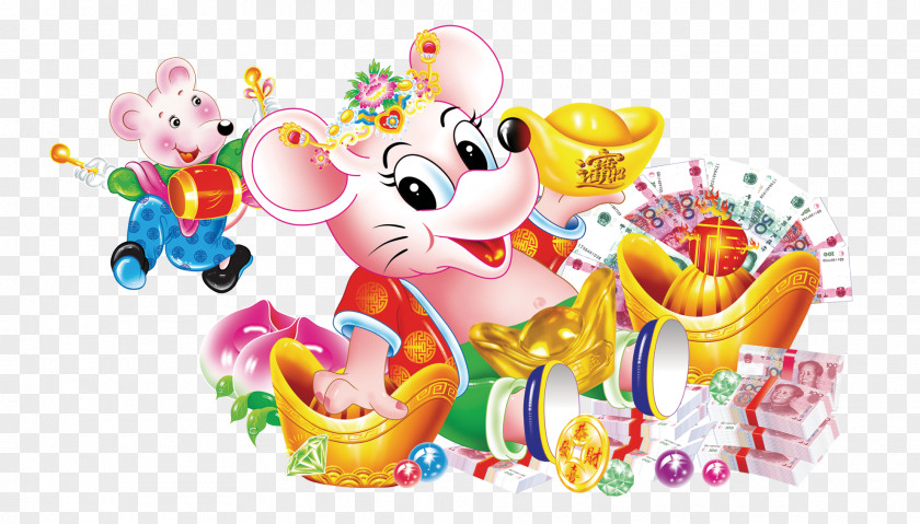 Mouse To New Year Lunar Illustration PNG