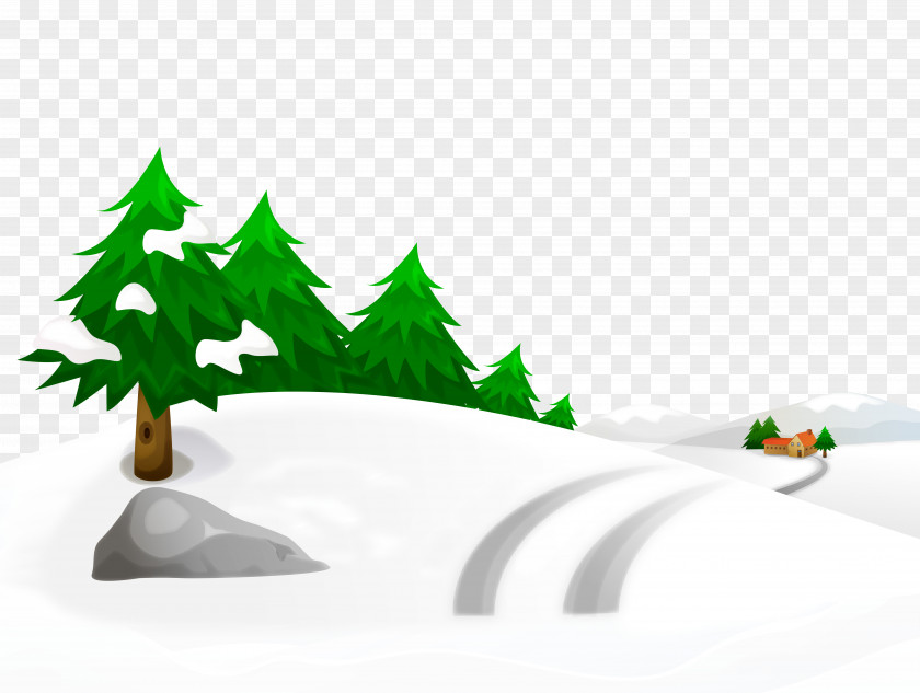Snowy Winter Ground With Trees And House Clipart Image Snow Illustration PNG