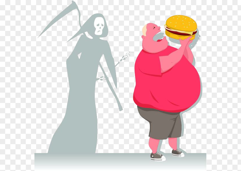 The Fat Man Is Trying To Catch Hamburgers Royalty-free Overeating Obesity Illustration PNG