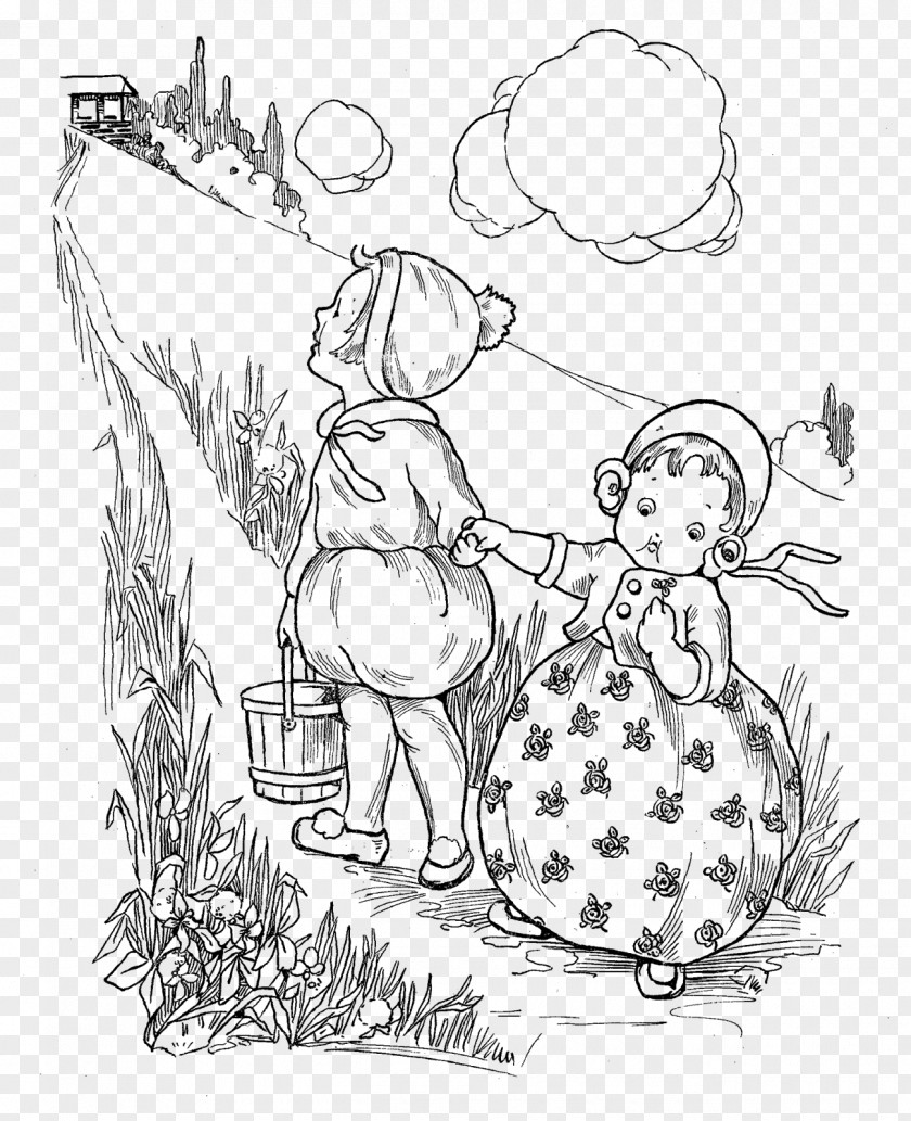 Rhyme Jack And Jill Line Art Clip PNG