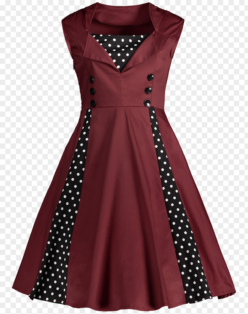 Dark Red Prom Dresses 1950s Dress Polka Dot Vintage Clothing PNG