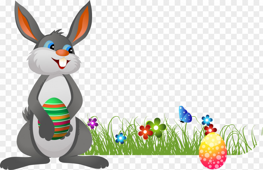 Easter Bunny Egg Hunt Clip Art PNG