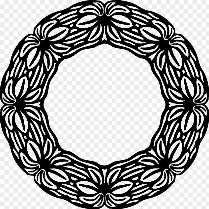 Olive Wreath Monochrome Clip Art PNG