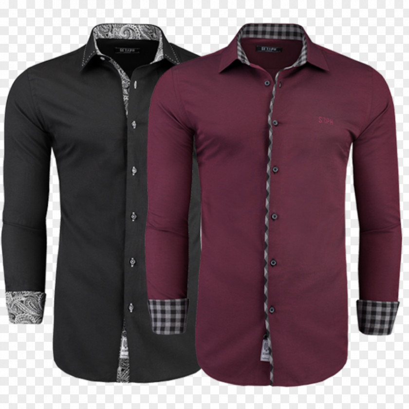 Shop Goods Dress Shirt Clothing Black Maroon PNG