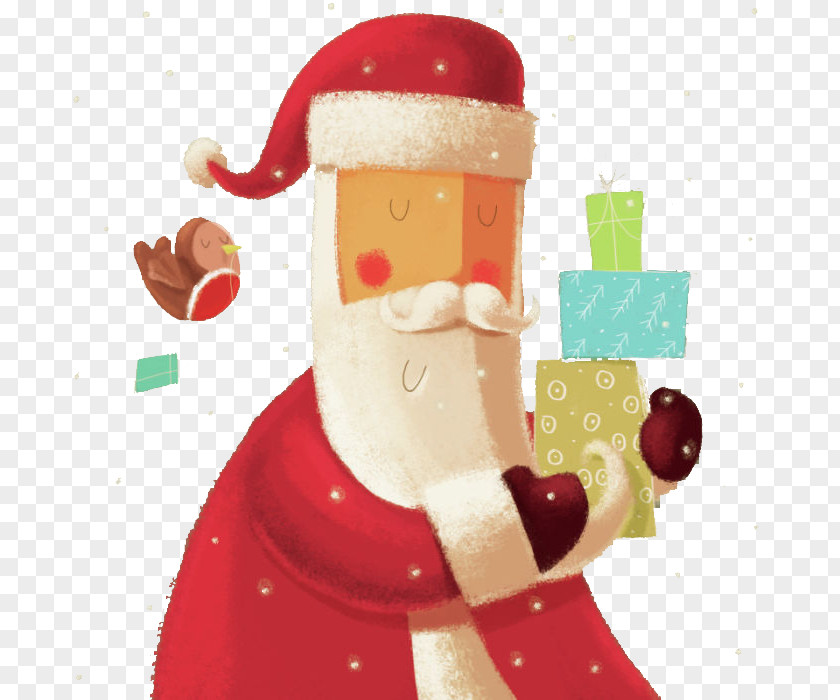 Hand-painted Santa Claus Take Gifts Gift Christmas Illustration PNG