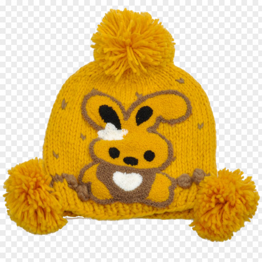 There Bunny Show Yellow Hat Knit Cap Rabbit Wool PNG