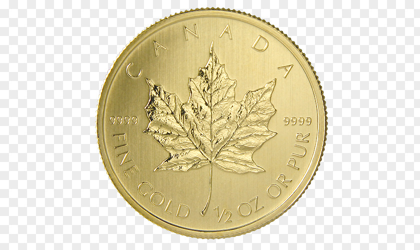 Gold Leaf Coin Canadian Maple Silver PNG