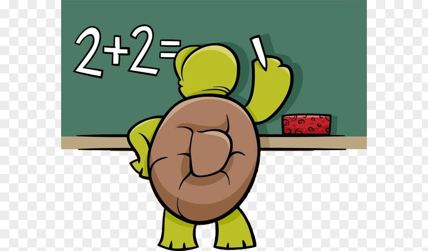 Turtle Writing On The Blackboard Cartoon Mathematics Mathematical Problem Illustration PNG