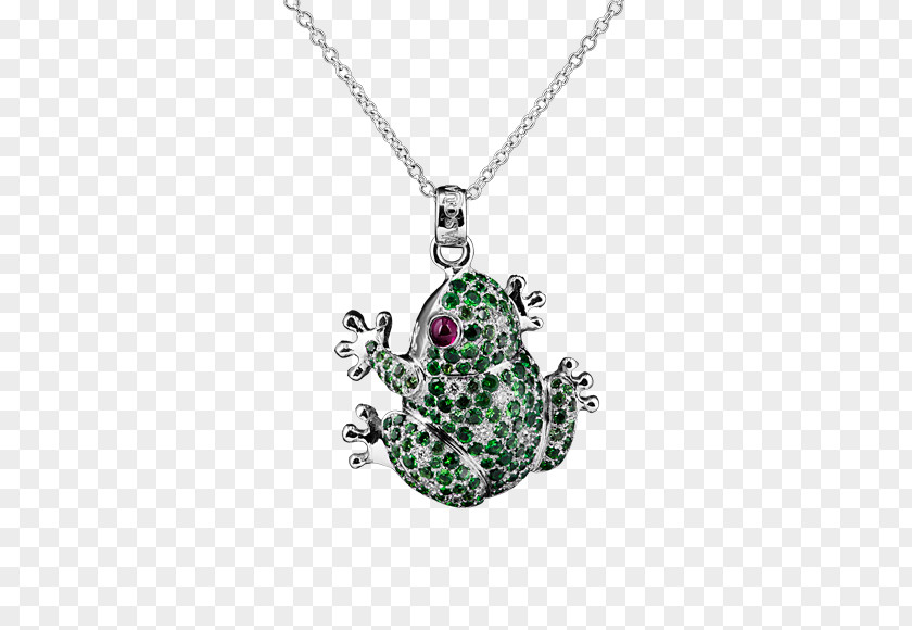 Frog Locket Emerald Necklace Bling-bling PNG