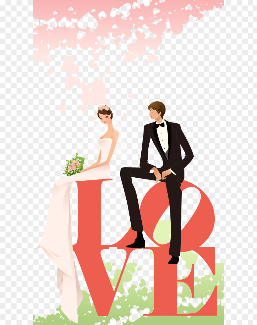 The Bride And Groom Wedding Word Love Vector Material Invitation Clip Art PNG