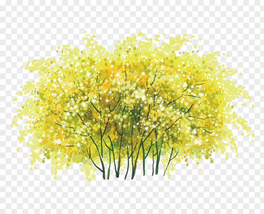 Yellow Tree Floral Design PNG