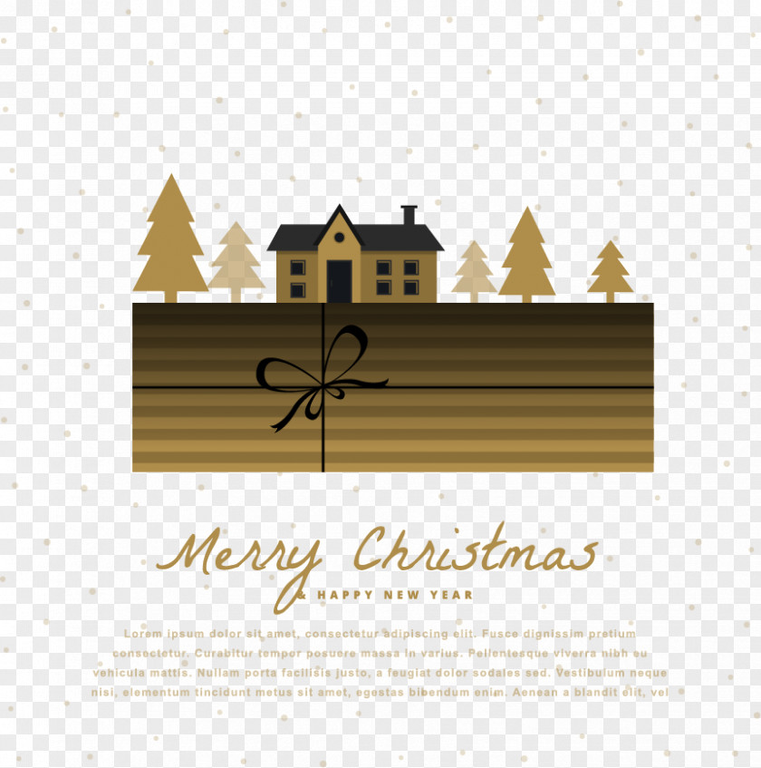 A Small Town On The Gift Box Flat Design PNG