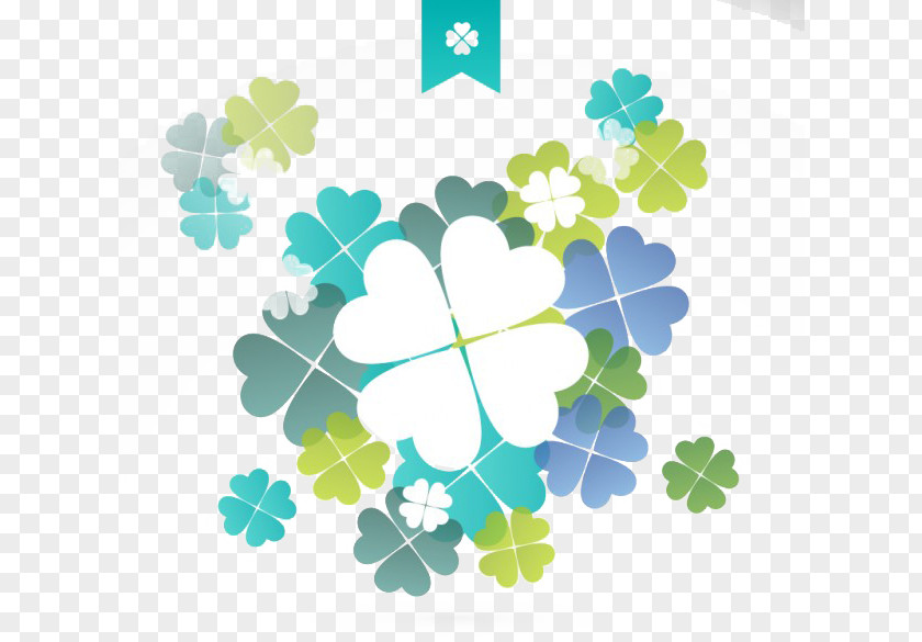 Blue And Green Hues Clover Shamrock Four-leaf Download PNG