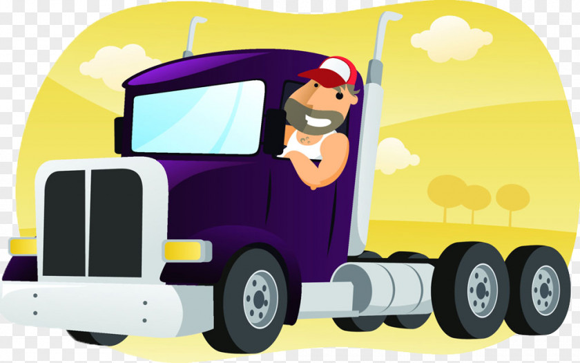 Cartoon Painted The Wagon Man Truck Driver PNG
