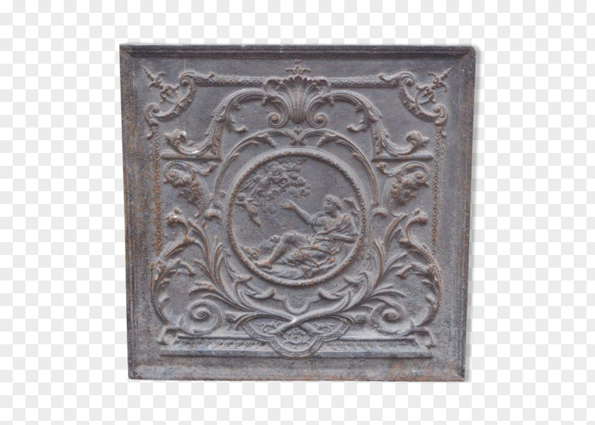 Chimney Fireplace Fireback Stone Carving Cast Iron PNG