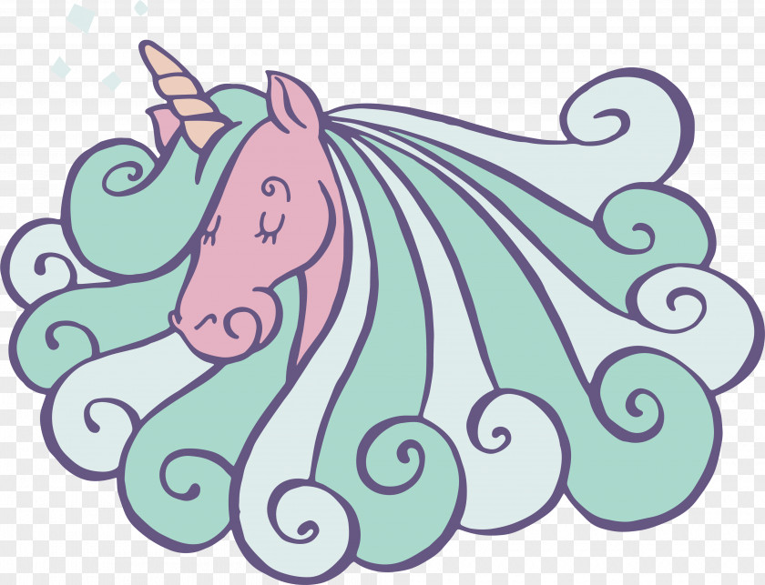 Curly Hair Unicorn Horse Clip Art PNG