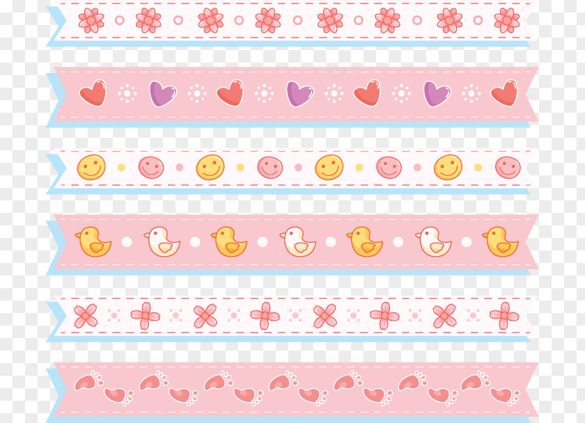 Cute Pink Decorative Ribbon Paper Pattern PNG