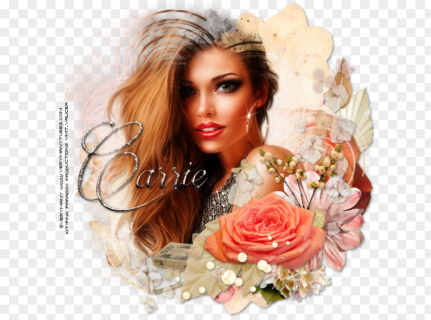 Peaches And Cream Floral Design Brown Hair Coloring Flower Bouquet PNG