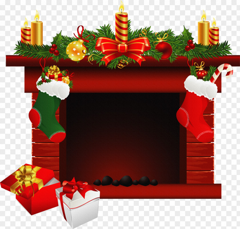 Santa Claus Fireplace Christmas Clip Art PNG