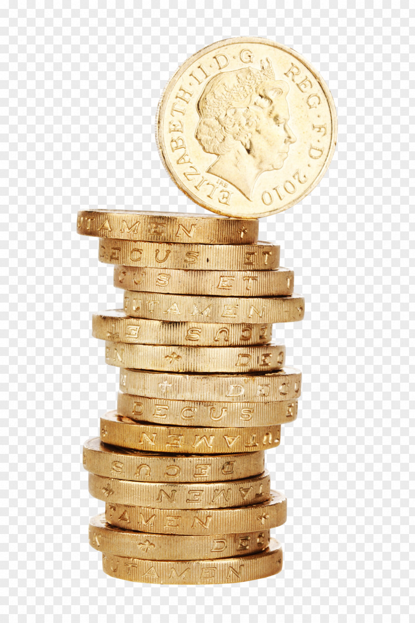 Golden Coins Stack Gold Coin Money One Pound Sterling PNG