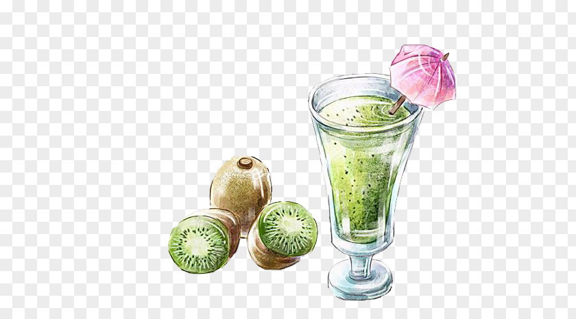 Hand-painted Kiwi Fruit Juice Smoothie Health Shake Kiwifruit Non-alcoholic Drink PNG