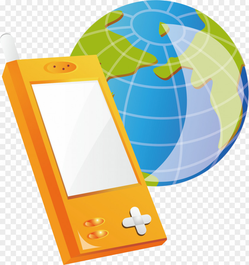 Mobile Phone And Globe Material Picture Device Telephone PNG