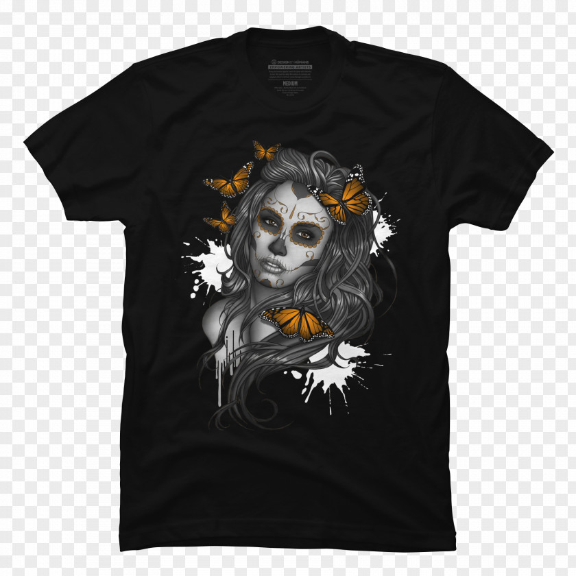 Fashion Skull Print La Calavera Catrina Day Of The Dead Drawing PNG