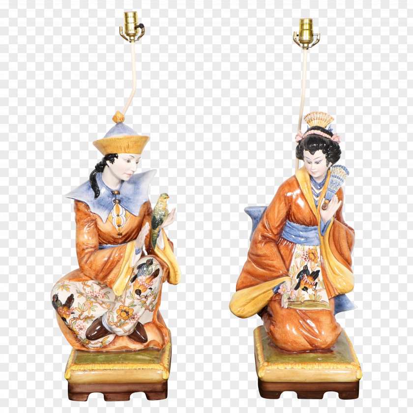 Hand Painted Chinese Painting Figurine Electric Light Capodimonte Porcelain Lamp Shades PNG