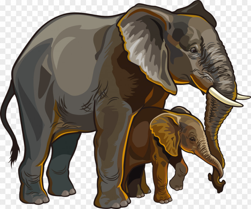 Vector Elephant And Baby African Royalty-free Illustration PNG