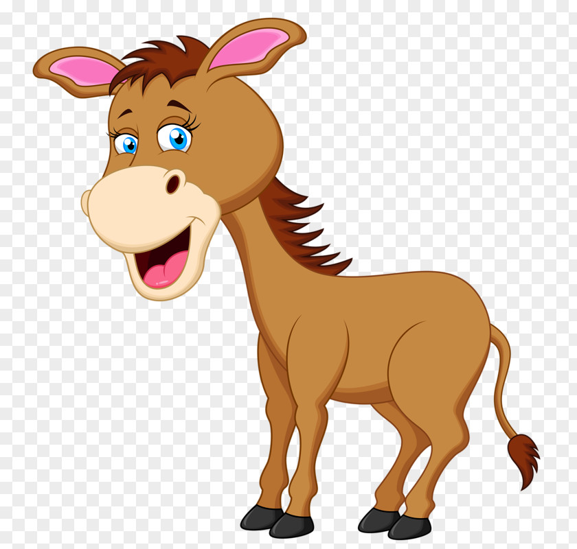 Cute Little Donkey Cartoon Clip Art PNG