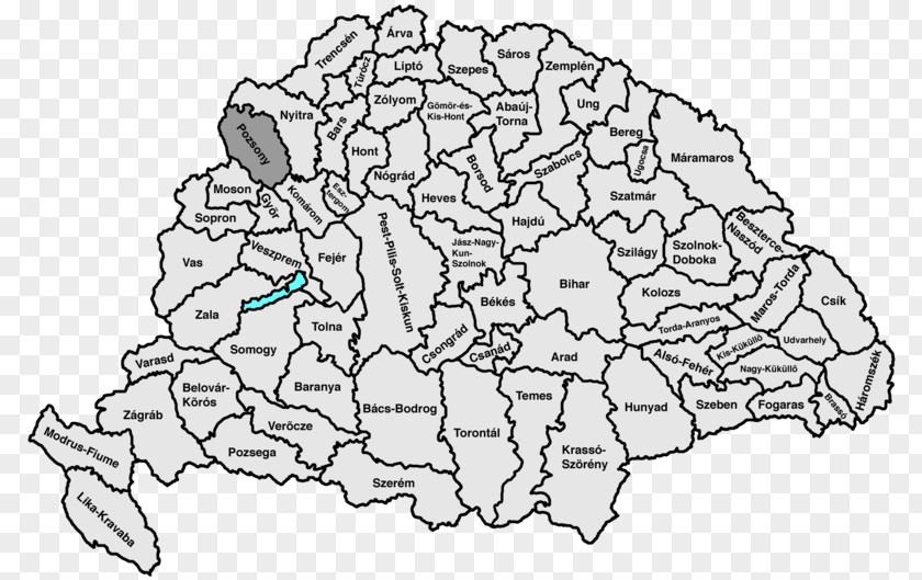 Map Counties Of The Kingdom Hungary Liptó County Bács-Bodrog Bihar Csongrád PNG