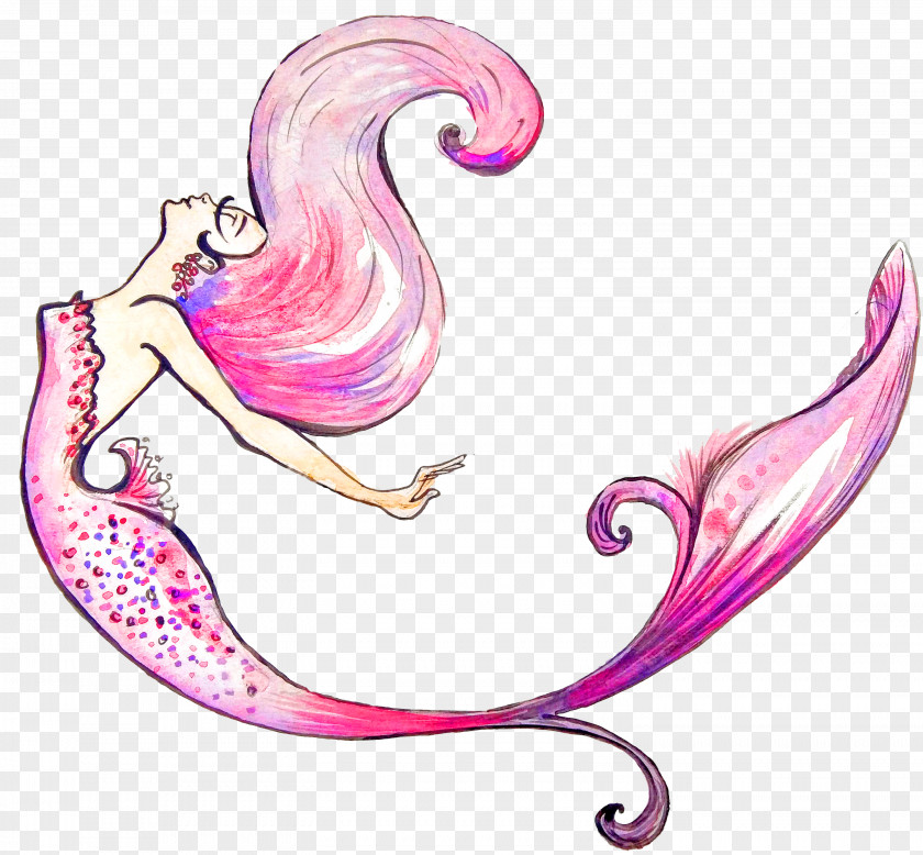 Purple Mermaid Illustration PNG