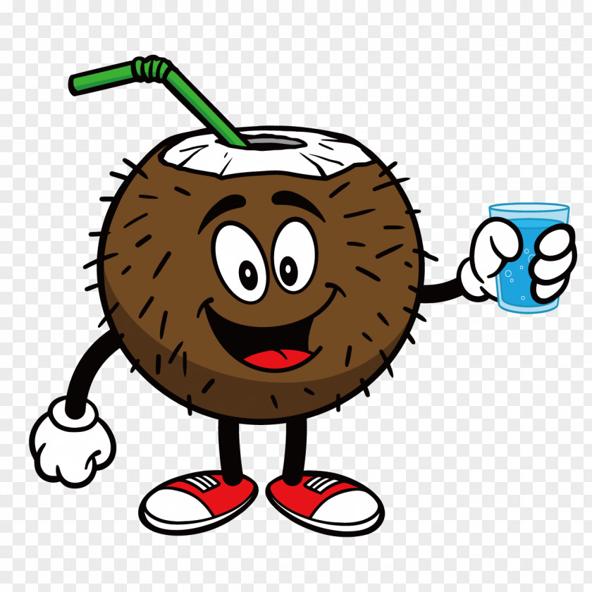 Cartoon Coconut Juice Water Drink PNG