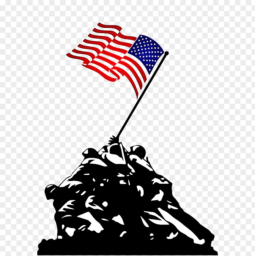 Raising The Flag On Iwo Jima Silhouette Royalty-free Text Cartoon PNG