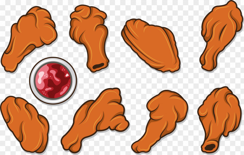 Hand Painted Fried Chicken Legs Buffalo Wing Junk Food Hot PNG