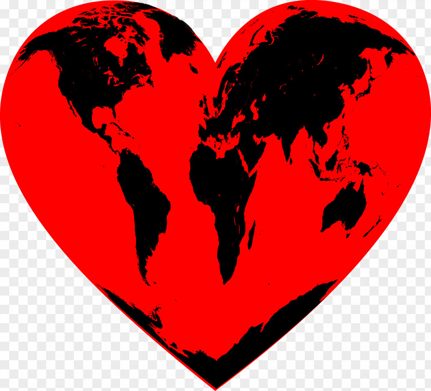 Heart Globe World Map PNG