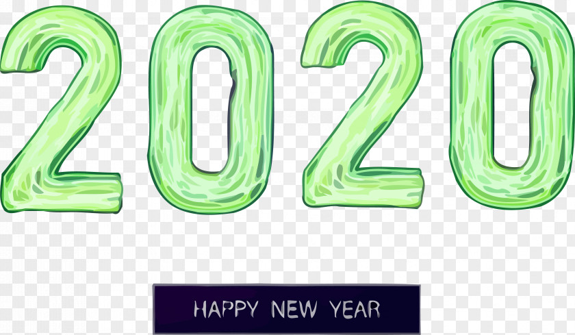 Number Text Happy New Year 2020 PNG