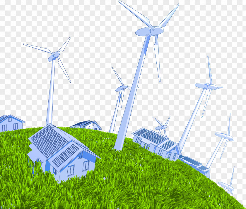 Vector Wind Turbines Power Turbine Solar Electric Generator PNG