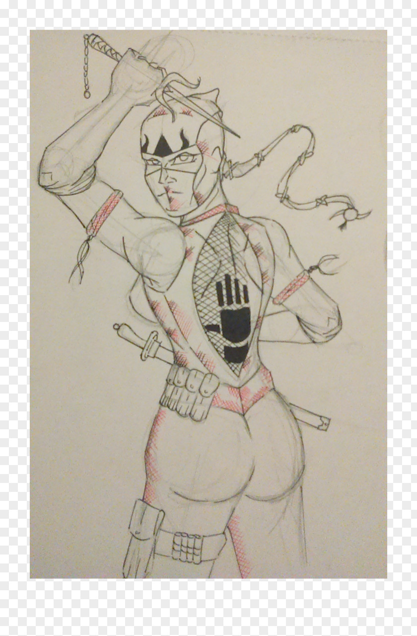 Elektra Punisher Comics Superhero Sketch PNG