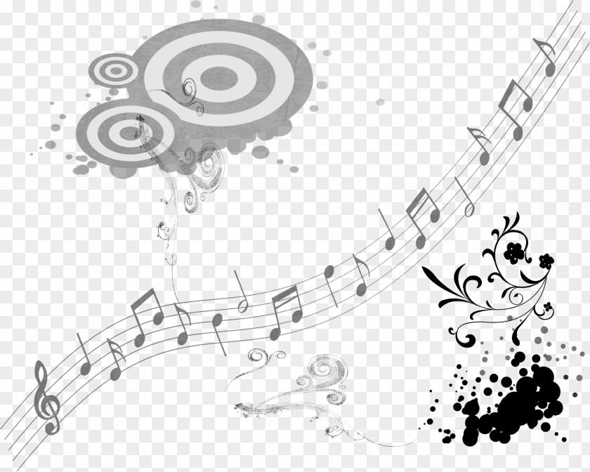 Musical Elements Black And White Note Notation PNG
